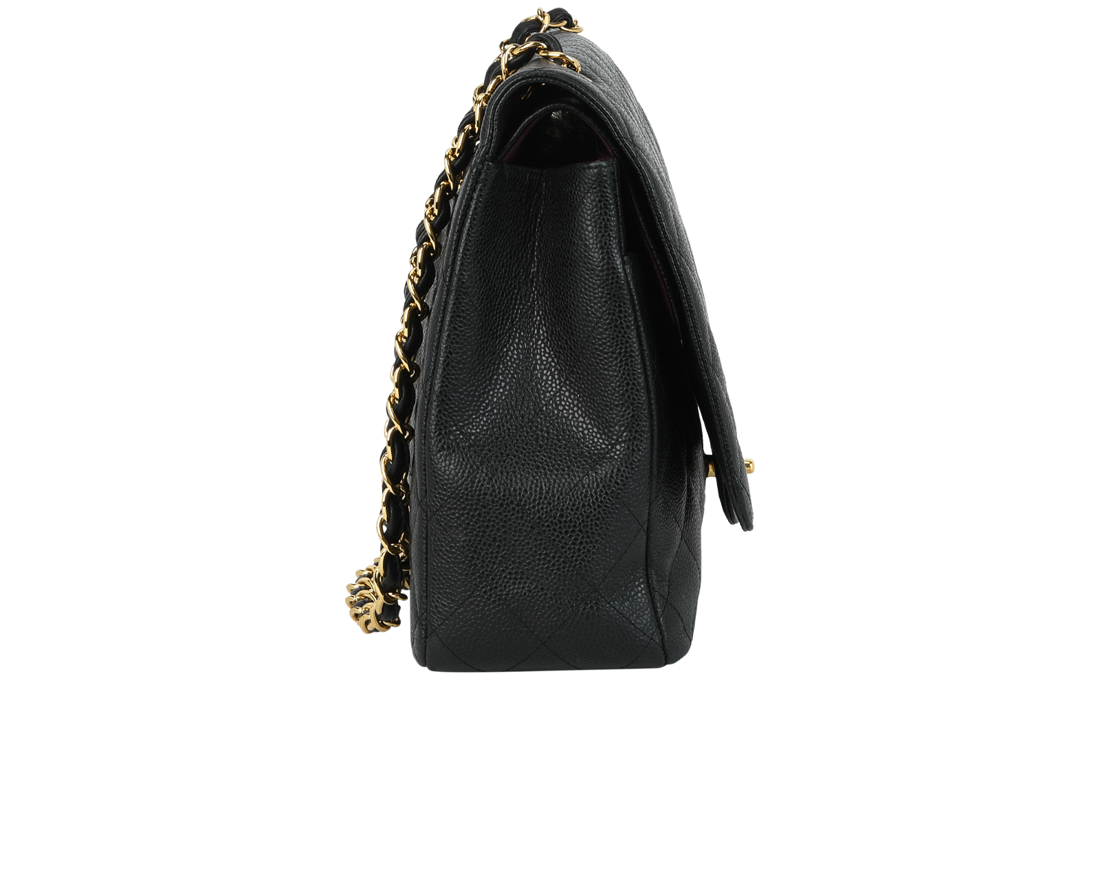 Maxi Flap, &pound;3,900, Handbags, Black, Caviar Leather, Side view